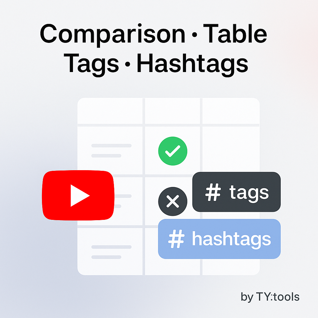 Comparison Table: Tags vs Hashtags vs Keywords – yt.tools